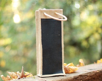 100% Natural Jute Bottle Bag- Night Black