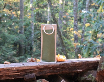 100% Natural Jute Bottle Bag- Forest Green