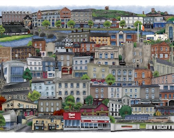 A4 Landmarks and Buildings of Enniscorthy, Co. Wexford - Ireland - Irish Towns - Irish Landmarks - Family Gifts