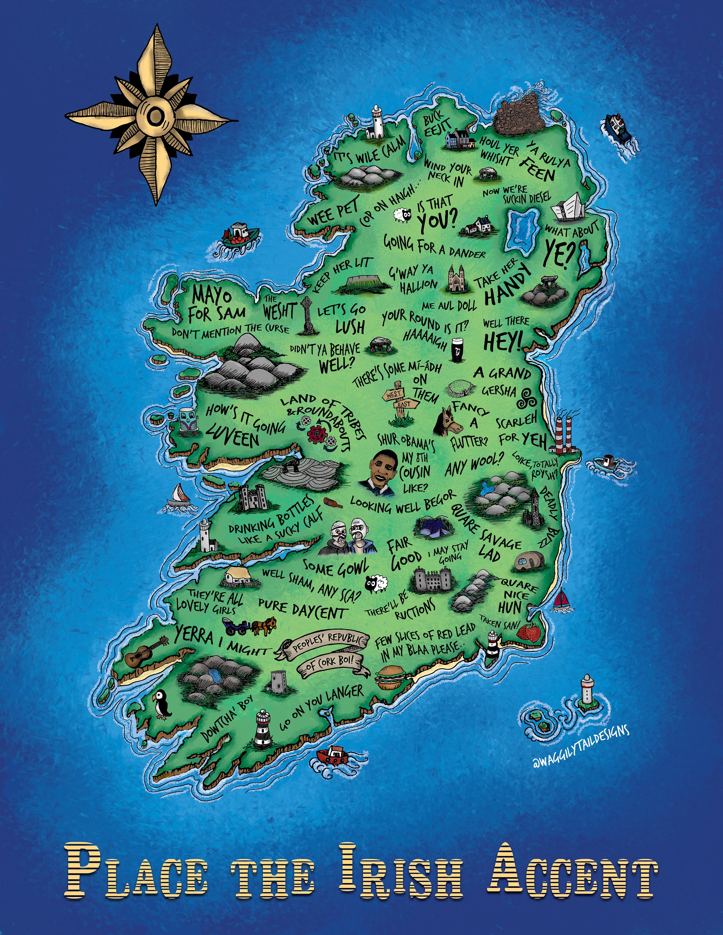 Illustrated Map of Ireland - Etsy Israel