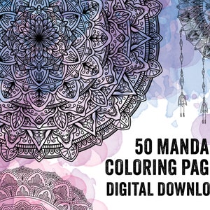 50 A4 Mandala Coloring Pages - Mandala Coloring Book - Printable Art Mandala - Digital Download - Mandala Wall Art