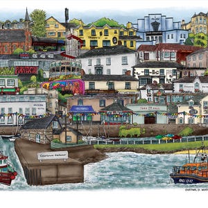 A4 Landmarks and Buildings of Courtown Harbour, Co. Wexford - Ireland - Irish Towns - Irish Landmarks - Family Gifts