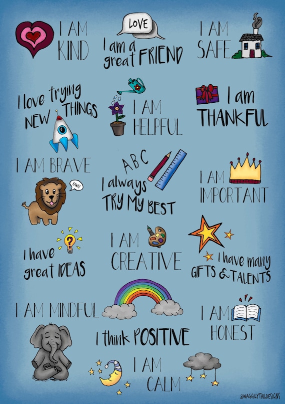 Children s positive affirmations poster etsy uk