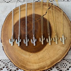 Handmade Saguaro Cactus Necklaces in Sterling, Turquoise & Brass