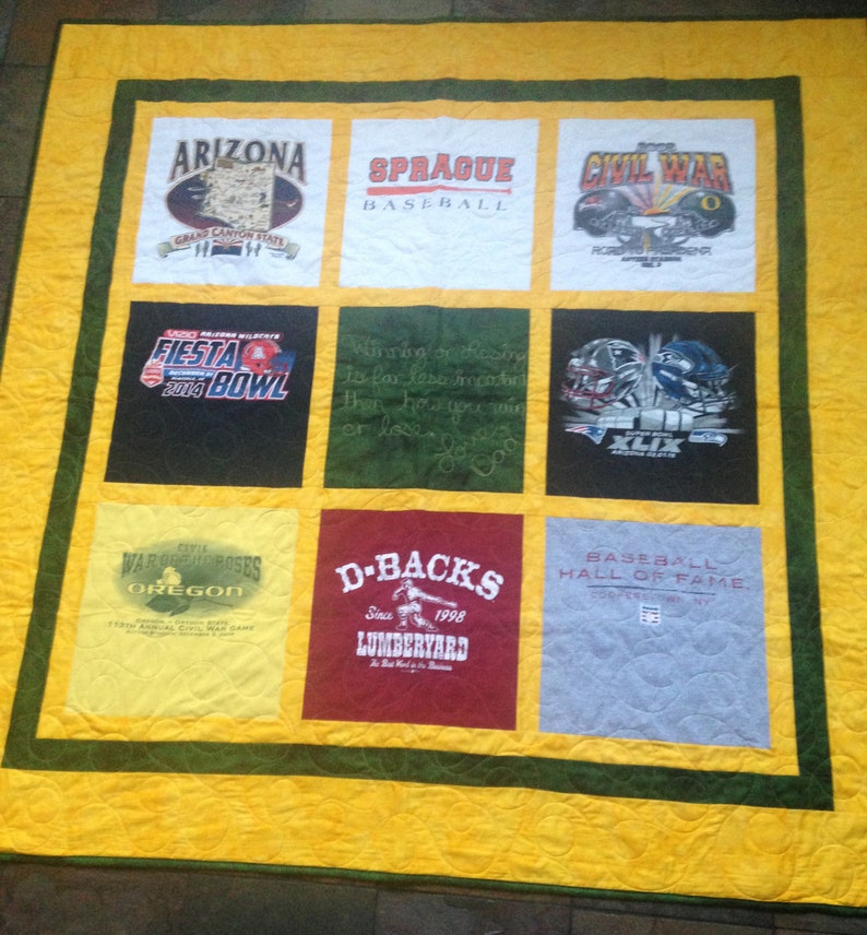 Sports Tshirt Quilt, Handmade Custom Quilt, Sports Quilt, Personalized Quilt, Sports Team Quilt