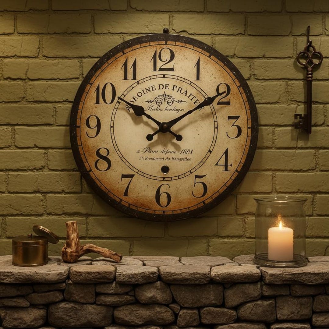 Rustic Wooden Effect Wall Clock - Silent Quartz Movement - Vintage ...