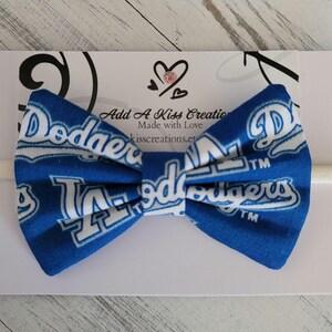 Los Angeles Baseball Hair Bow | Girls Bow | Baby Bow | Toddler Bow | Infant Bow | Skinny Nylon Headband | Hair Clip | Measures Approx. 3.5&quot;