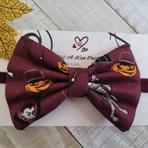Pumpkin Halloween Hair Bow with Maroon Color Skinny Nylon Headband, Made with Cotton Fabric, Measures Approximately 4&quot;Lx2-3/4&quot;H