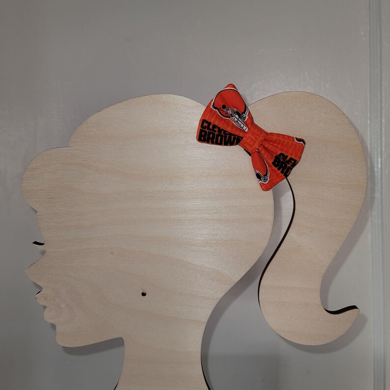 Cleveland Browns Hair Bow | 3 inch | Cotton Fabric | Alligator or Barrette Clip | Skinny Nylon Headband | Baby | Pet image 6