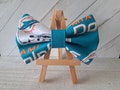 Miami Football Bow Tie | Men's Bow Tie | Teens Bow Tie | Pet Bow Tie | Black Neck Strap with Clasp | Bow Tie with Velcro Loop, Approx. 5"L