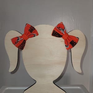 Cleveland Browns Hair Bow | 3 inch | Cotton Fabric | Alligator or Barrette Clip | Skinny Nylon Headband | Baby | Pet image 5