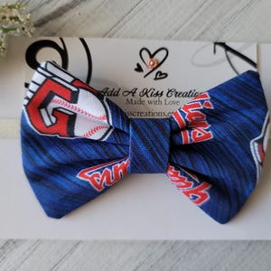 Cleveland Baseball Hair Bow | Girls Bow | Baby Bow | Toddler Bow | Infant Bow | Skinny Nylon Headband | Hair Clip | Measures Approx. 3.5&quot;