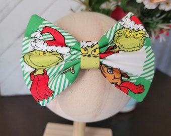 Christmas Hair Bow | Handmade Cotton Fabric | Alligator or Barrette Clip | Skinny Nylon Headband | 5 inch