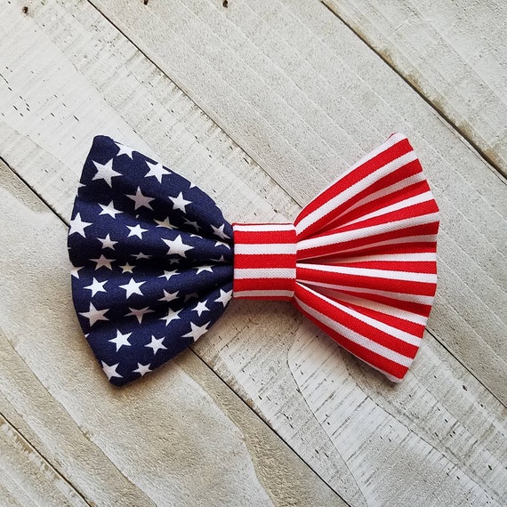 4th of July Hair Bow | 4 inch | Cotton Fabric |  Skinny Nylon Headband | Alligator or Barrette Clip |  HairTie/Band,