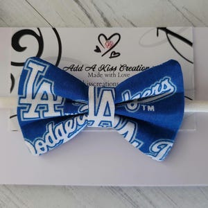 Los Angeles Baseball Hair Bow | Girls Bow | Baby Bow | Toddler Bow | Infant Bow | Skinny Nylon Headband | Hair Clip | Measures Approx. 3&quot;Lx1