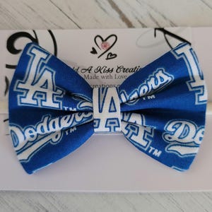 Los Angeles Baseball Hair Bow | Girls Bow | Baby Bow | Toddler Bow | Infant Bow | Skinny Nylon Headband | Hair Clip | Measures Approx. 3.5&quot;