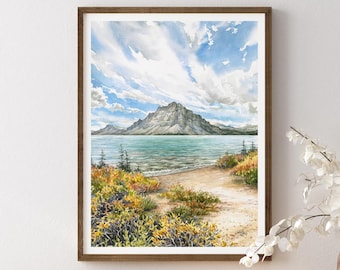 Bow Lake | Canadian Rockies Print | The Rockies Mountains Wall Art Landscape | Rocky Mountains Painting | Banff National Park Alberta Poster