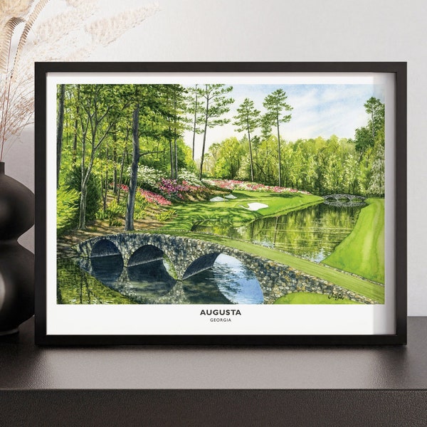 Augusta National Golf Club Poster Print | The Masters Golf Course Poster | Golf Wall Art Print | Hole No.12 Amen Corner | Golfer Gifts