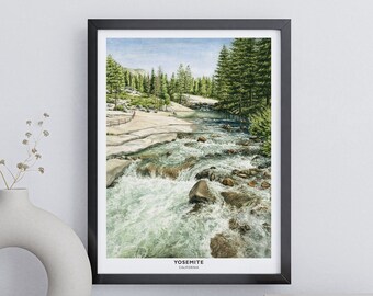 Yosemite Print Wall Art Poster | Yosemite National Park Watercolor Print | Yosemite Wall Hanging Art by Julia Speirs Art | Home Décor Gift