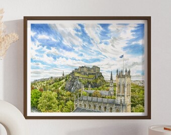 Edinburgh Schloss Poster | Edinburgh Poster | Schottische Wandkunst | Schottland Aquarell Malerei Druck | Schottisches Geschenk | Edinburgh Aquarell 2