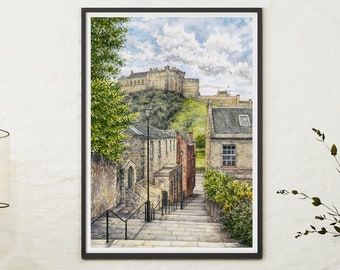 Edinburgh Castle Print | Edinburgh Poster | Scottish Wall Art | Scotland Watercolour Painting Print | Scottish Gifts | Edinburgh Watercolor