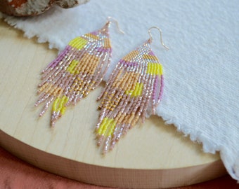 KIRAKIRA White Sun Earrings – Handmade Japanese Beaded Earrings, Gold Filled Hooks, Lightweight Statement Jewelry, Minimal Shine Gift
