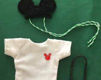 Elf doll clothes Mickey Minnie T-shirt with camera new for on the shelf