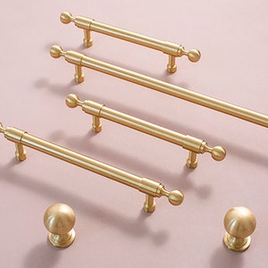 Gold Brass Cabinet Pulls, Cabinet Handles, Wardrobe Handles, Wardrobe Pulls, Dresser Pulls, Dresser Knobs, Drawer Pulls, Drawer Knobs zdjęcie 1