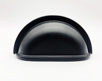 Matte Black Round Cabinet Cup Pulls, Drawer Pulls, Drawer Cup Pulls, Knobs, Bin Pulls for homes, offices, cafes, restaurants etc.