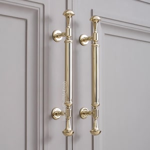 Polished Gold Brass Cabinet Pulls, Cabinet Handles, Wardrobe Handles, Wardrobe Pulls, Dresser Pulls, Dresser Knobs, Drawer Pulls and Knobs