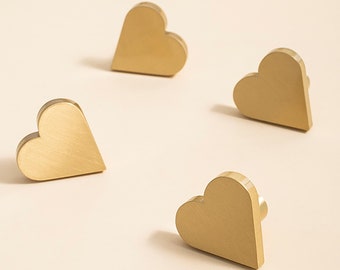 Brass Heart-shaped Knobs Cabinet Pulls, Cabinet Knobs for homes, offices, cafes, restaurants etc.