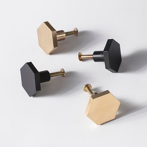 Brass Hexagon Cabinet Knobs, Cabinet pulls for homes, offices, cafes, restaurants etc.