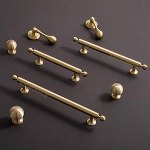 Gold Brass Cabinet Pulls, Cabinet Handles, Wardrobe Handles, Wardrobe Pulls, Dresser Pulls, Dresser Knobs, Drawer Pulls, Drawer Knobs