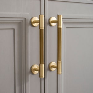 Gold Brass Cabinet Pulls Rimmed Edge, Cabinet Knobs, Dresser Pulls and Knobs, Drawer Pulls, Drawer Knobs, Wardrobe Pulls, Wardrobe Knobs image 1
