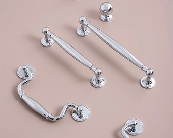 Polished Chrome Silver Brass Cabinet Pulls, Cabinet Knobs, Drawer Pulls, Drawer Knobs, Cabinet handles, Wardrobe Pulls, Brass Pulls