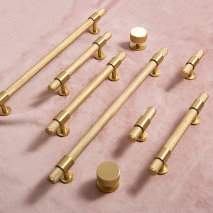 Knurled Gold Brass Cabinet Pulls Rimmed, Cabinet Knobs, Dresser Pulls and Knobs, Drawer Pulls, Drawer Knobs, Wardrobe Pulls, Wardrobe Knobs