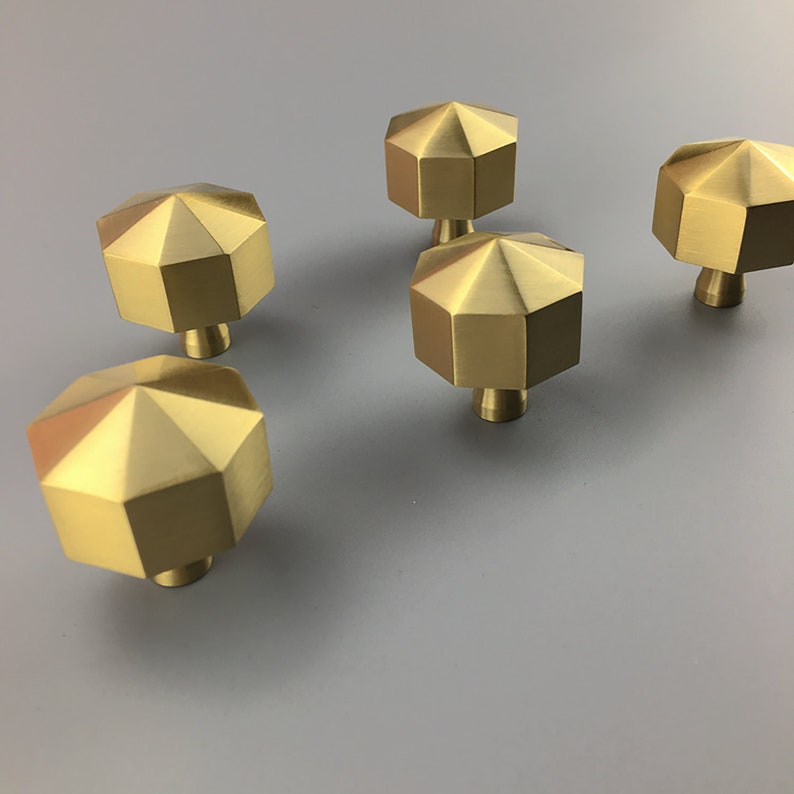 Gold Brass Octagon Cabinet Knobs, Drawer Knobs for homes, offices, cafes, restaurants etc. image 8