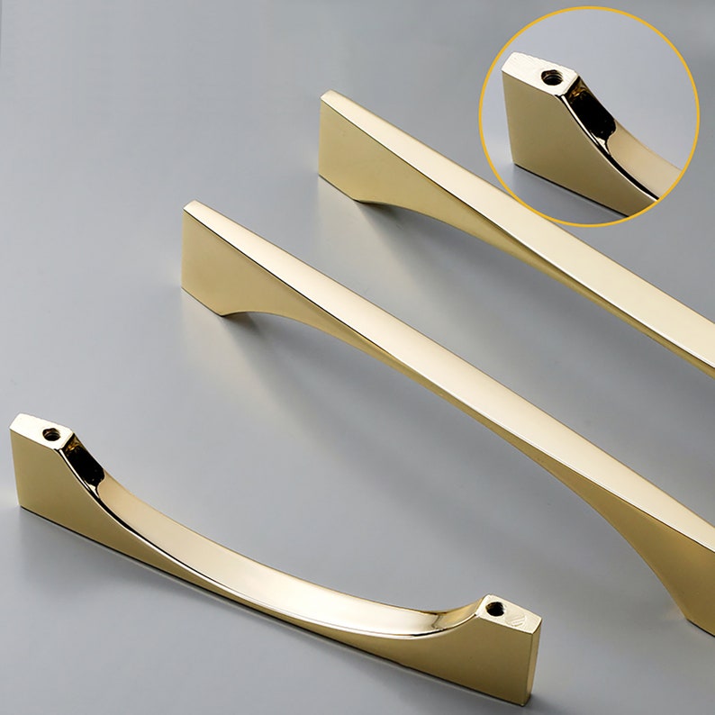 High Polished Luxury Gold Sleek Pulls Knobs Etsy