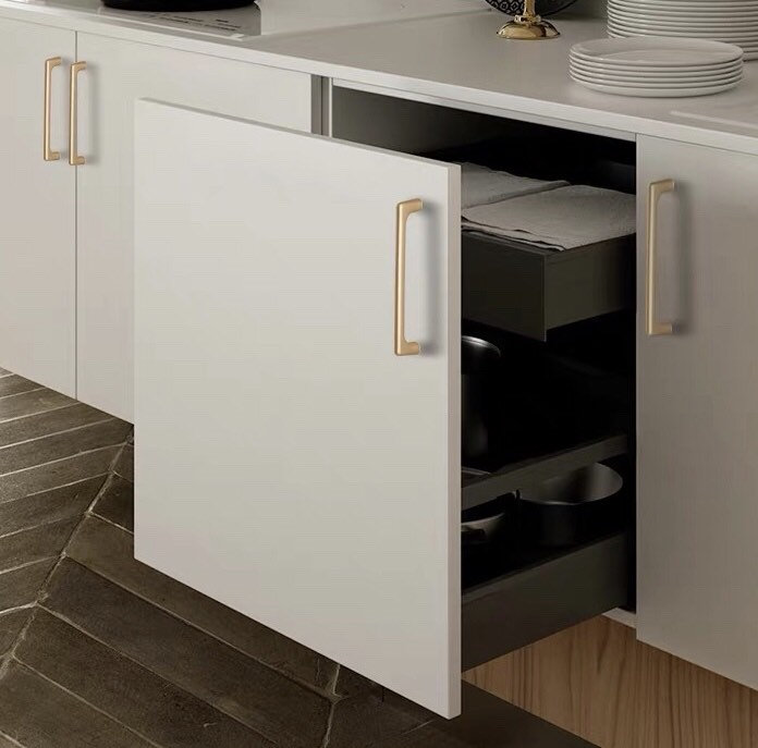 Modket Brushed Champagne Gold Cabinet Bar Pulls - Modern Slim Handles (Sold Individually)