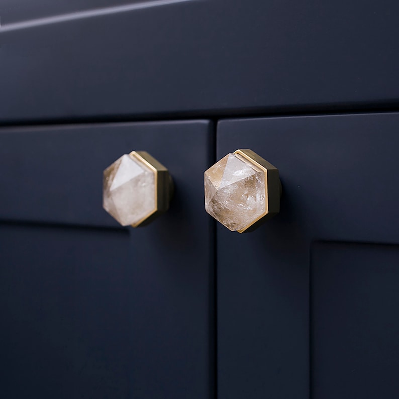 Brass with Natural Crystal Drawer Knobs, Cabinet Knobs, Drawer Knobs, Wardrobe Knobs, Knobs for homes, offices, cafes, restaurants etc. image 9