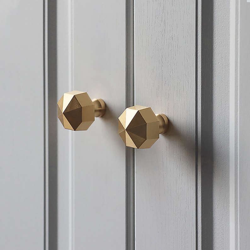 Gold Brass Octagon Cabinet Knobs, Drawer Knobs for homes, offices, cafes, restaurants etc. image 4