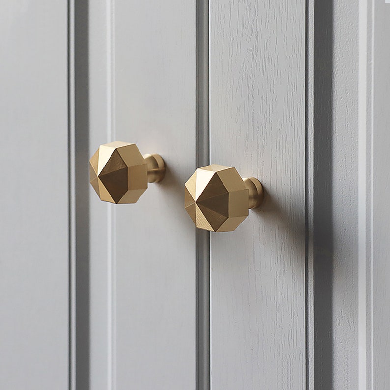 Gold Brass Octagon Knobs Drawer Knobs for Homes Etsy