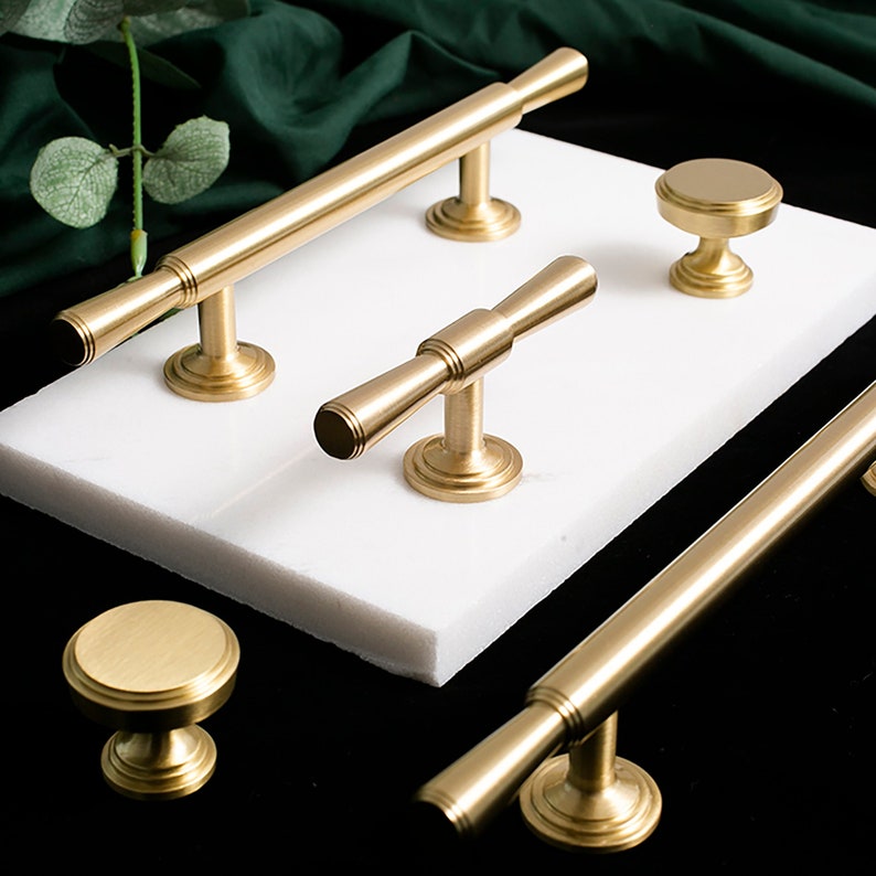 Gold Brass Cabinet Pulls Rimmed, Cabinet Knobs, Dresser Pulls and Knobs, Drawer Pulls, Drawer Knobs, Wardrobe Pulls, Wardrobe Knobs image 5