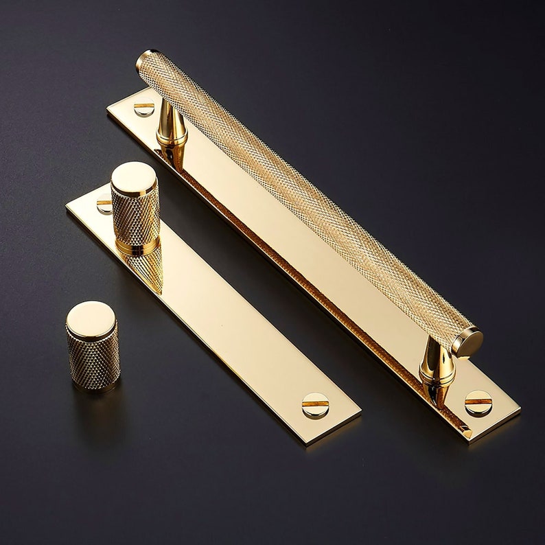 Luxury Polished Gold and Chrome Brass, Matte Brass and Black Knurled Cabinet Pulls, Drawer Pulls, Handles, Wardrobe Pulls, Brass Pulls image 1