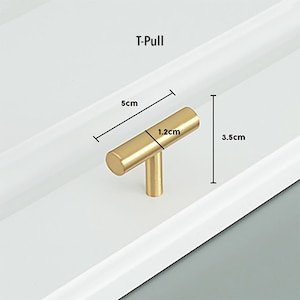 Luxury Gold Brass Cabinet Pulls, Cabinet Knobs, Drawer Pulls, Drawer Knobs, Pulls, Knobs for homes, offices, cafes, restaurants etc. T-Pull