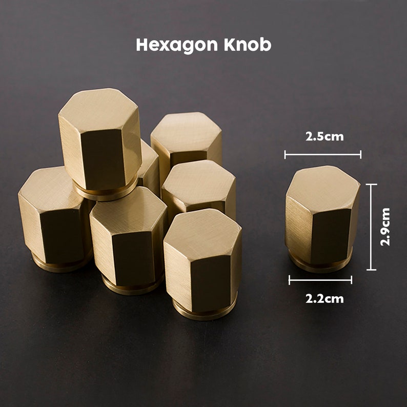 Hexagon Brass Gold Pulls Knobs Drawer Pulls Etsy