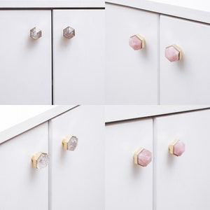 Brass with Natural Crystal Drawer Knobs, Cabinet Knobs, Drawer Knobs, Wardrobe Knobs, Knobs for homes, offices, cafes, restaurants etc. image 7