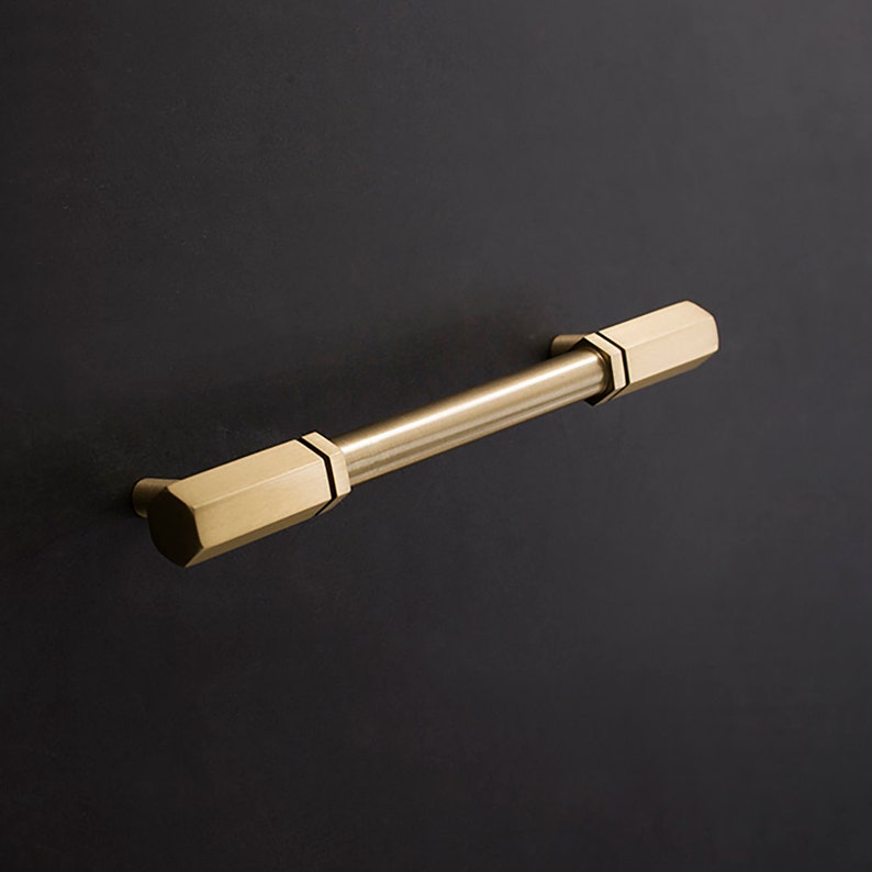 Hexagon Brass Gold Pulls Knobs Drawer Pulls Etsy