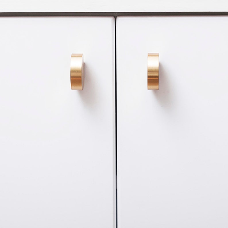 Gold Brass Kitchen Round Knobs Drawer Knobs Drawer Etsy UK