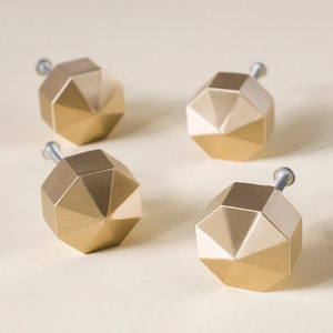 Gold Brass Octagon Cabinet Knobs, Drawer Knobs for homes, offices, cafes, restaurants etc. image 2